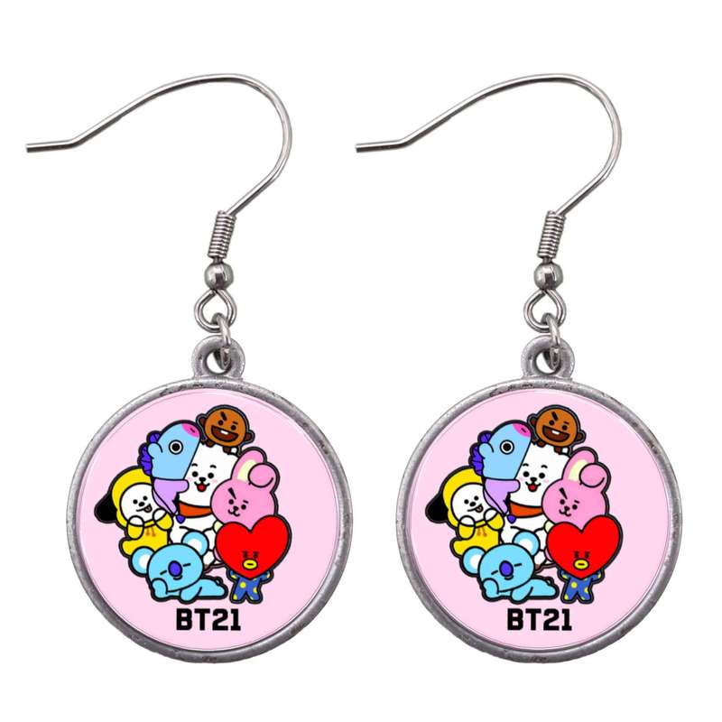 گوشواره دخترانه مدل گروه Bts-Bt21 کد 50
