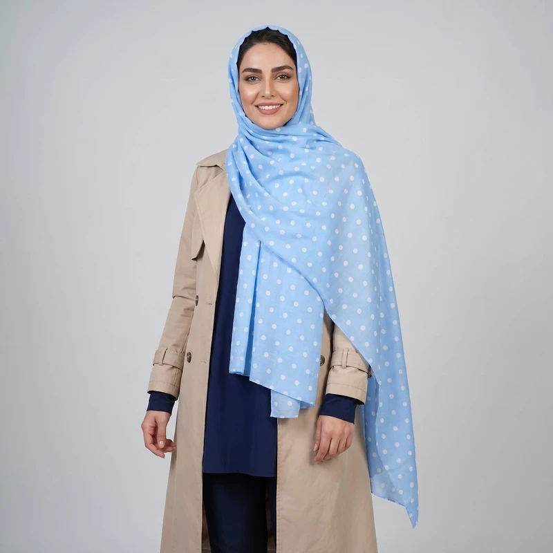 شال زنانه مدل نخی تابستانه خالخالی کد ana-2446