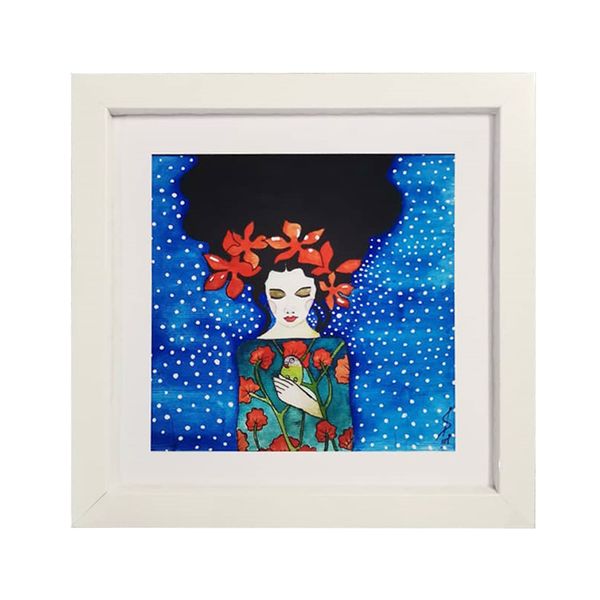 تابلو نقاشی آبرنگ طرح دختر شب