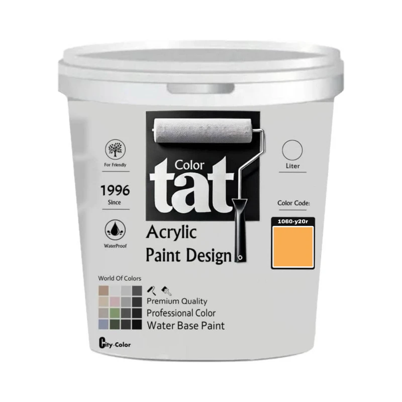 رنگ زرد پرتغالی مات اکرولیک تات کد 1060-y20r حجم 1 لیتر
