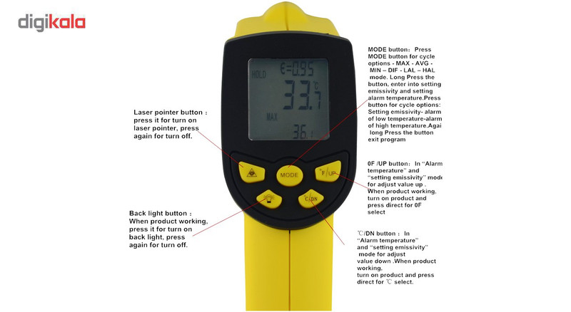 دماسنج لیزری 920 درجه هلدپیک مدل HP-920