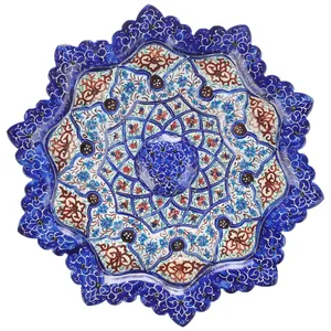 بشقاب مسی میناکاری شده اثر سلطانی طرح 11 قطر 20 سانتی متر