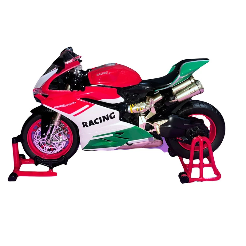 عکس شماره 2 : موتور بازی ناب سل مدل دوکاتی شارژی دودزا چراغدار فلزی به همراه کلید استارت و کلاه کاسکت