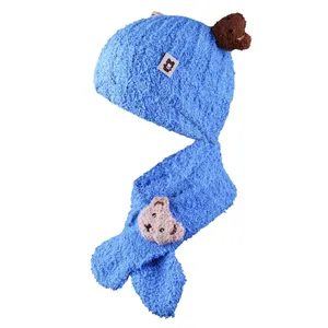 ست کلاه و شال گردن بافتنی مدل لبه برگرد تدی