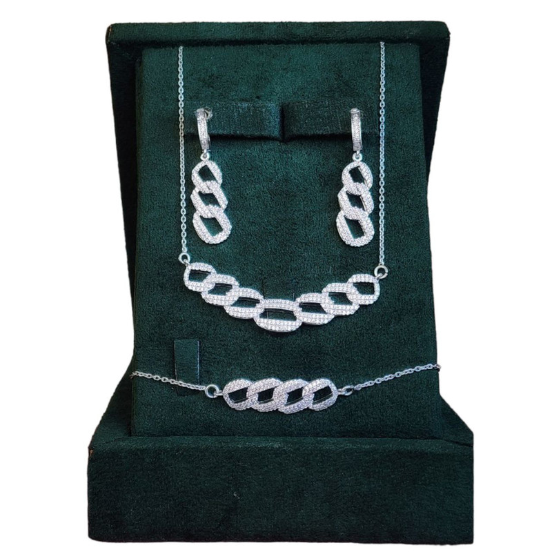 نیم ست نقره زنانه مدل RZZDEH-055 نیم ست نقره زنانه مدل RZZDEH-055