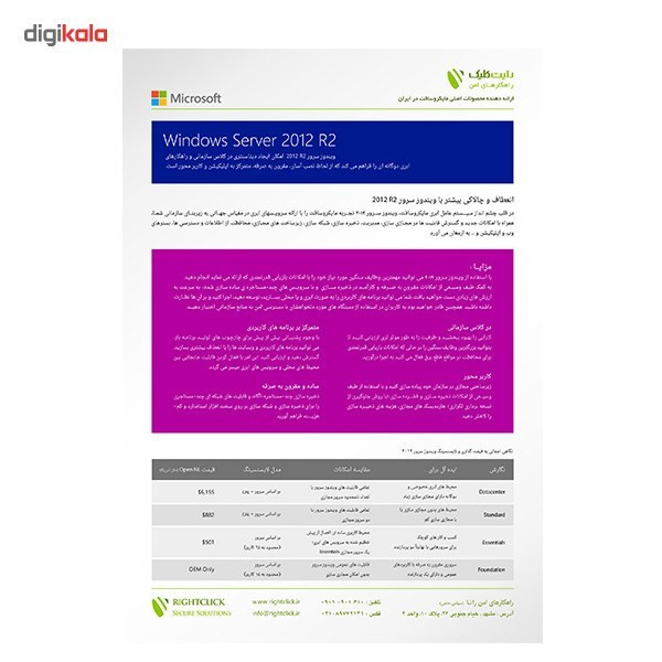 نرم افزار مایکروسافت ویندوز سرور R2 2012 نسخه استاندارد