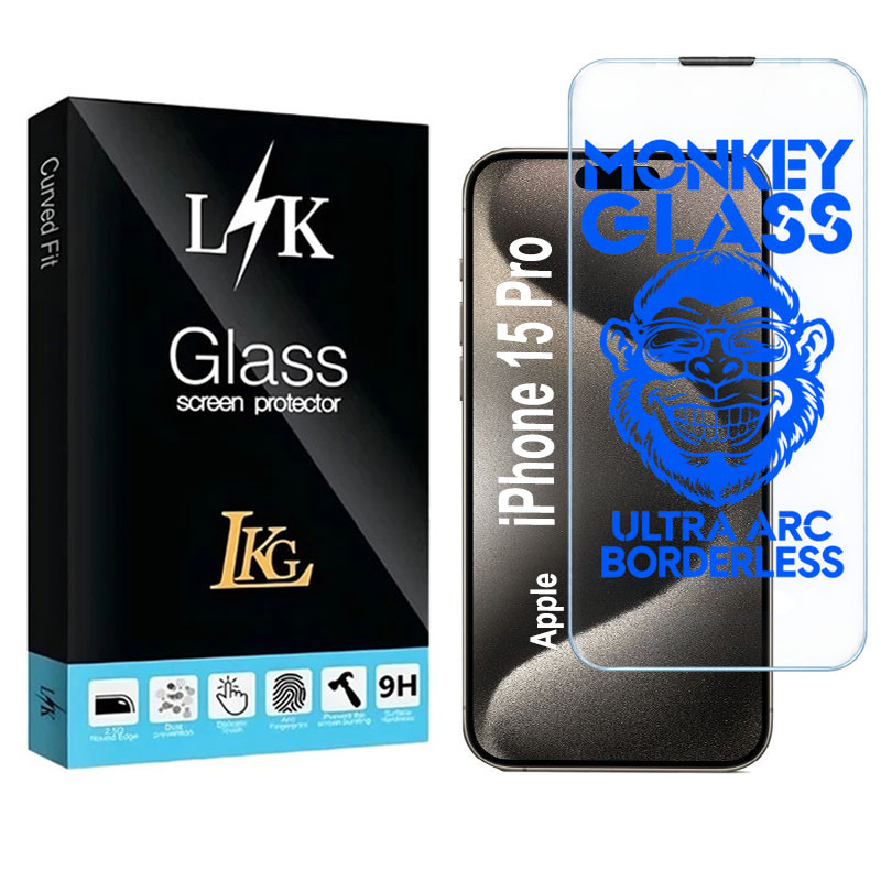 محافظ صفحه نمایش بدون حاشیه ال کا جی مدل Monkey-LK مناسب برای گوشی موبایل اپل iPhone 15 Pro