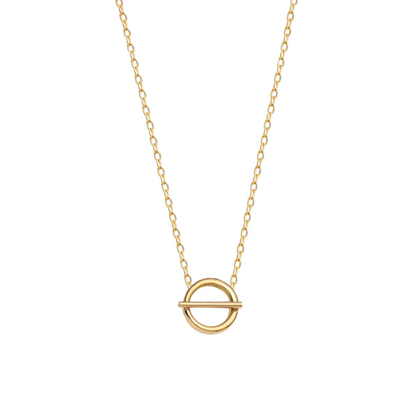 گردنبند طلا 18 عیار زنانه ماوی گالری مدل پروفیل دایره و خط