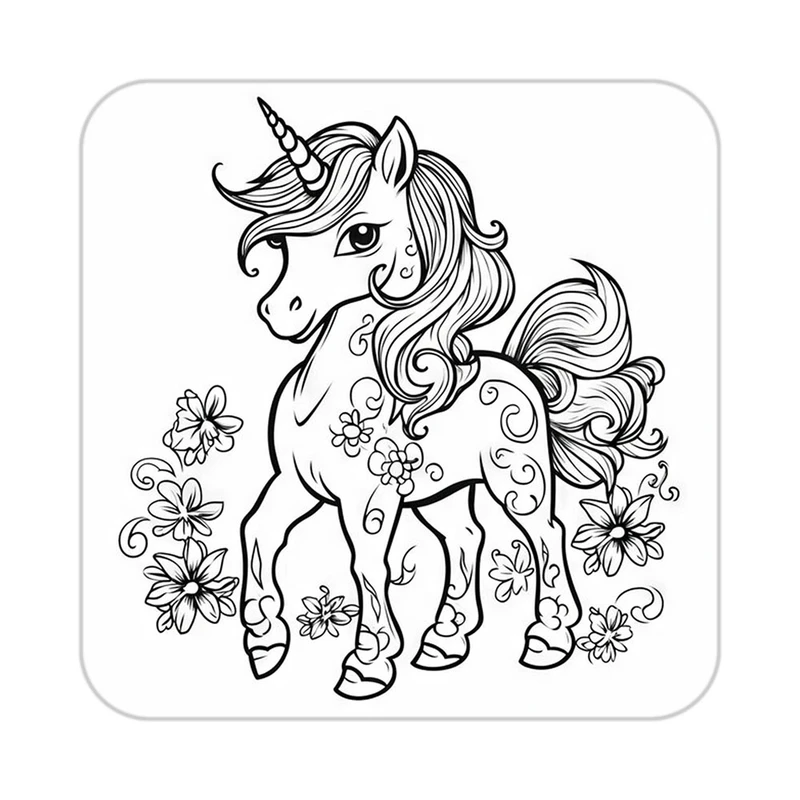 زیر لیوانی کاکتی طرح اسب تک شاخ و یونیکورن مدل mp31981