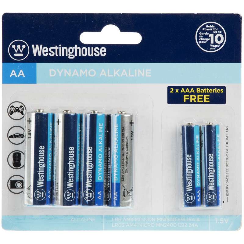 باتری قلمی و نیم قلمی وستینگهاوس مدل Dynamo Alkaline بسته 6 عددی