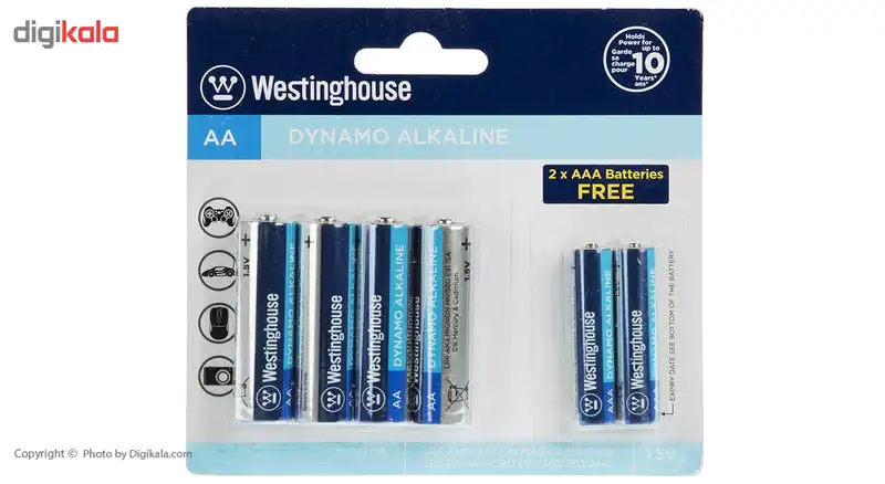باتری قلمی و نیم قلمی وستینگهاوس مدل Dynamo Alkaline بسته 6 عددی