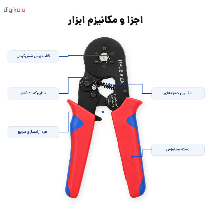 انبر پرس وایرشو مدل شش‌گوش کد HSC8 6-6A سایز 8 اینچ