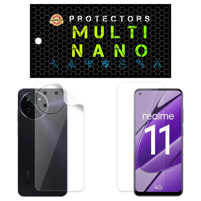 محافظ صفحه نمایش مولتی نانو مدل X-SFT مناسب برای گوشی موبایل ریلمی 11 4G به همراه محافظ پشت