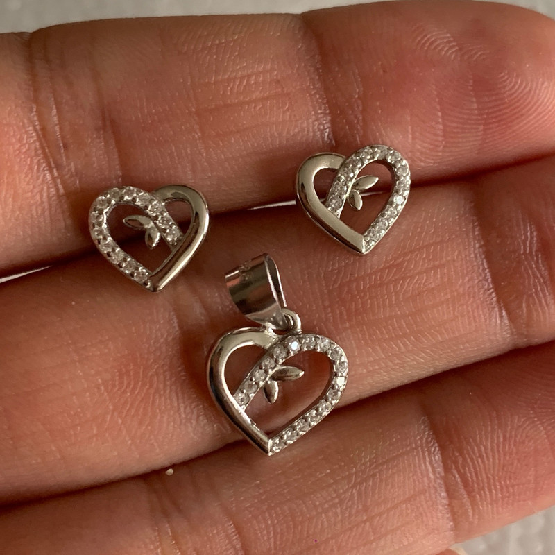 نیم ست نقره زنانه مدل قلب