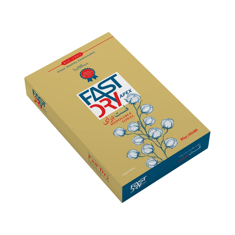حوله یکبار مصرف فست درای مدل جعبه ای کد 80 سایز 40x80 سانتی متر 5 بسته 5 عددی