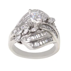 انگشتر نقره زنانه مدل آبکاری رادیوم کد AWR_822