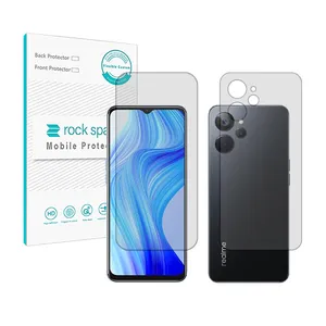 Rockspace HyGEL model transparent screen protector suitable for Realme 10T mobile phone along with the back of the phone