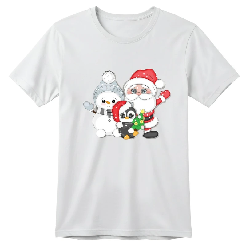 تی‌شرت آستین کوتاه بچگانه مدل پنگوئن کریسمس کد v6 