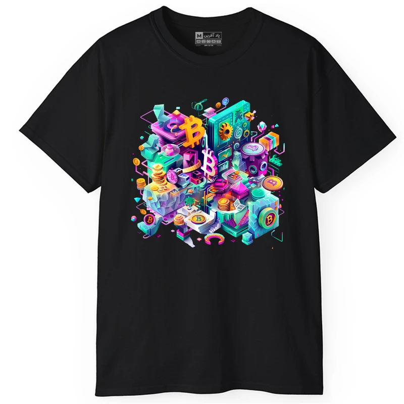 تی شرت آستین کوتاه مردانه پاد آفرین مدل بیت کوین کد PT118