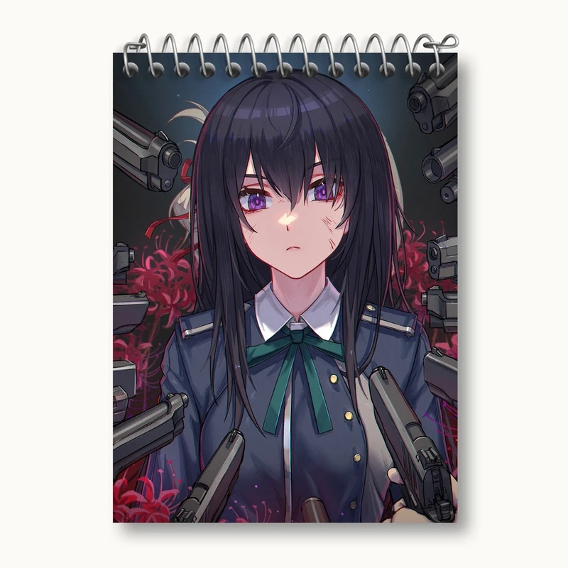 دفتر یادداشت 50 برگ خندالو مدل تاکینا انیمه لیکوریس ریکویل Lycoris Recoil کد 22969