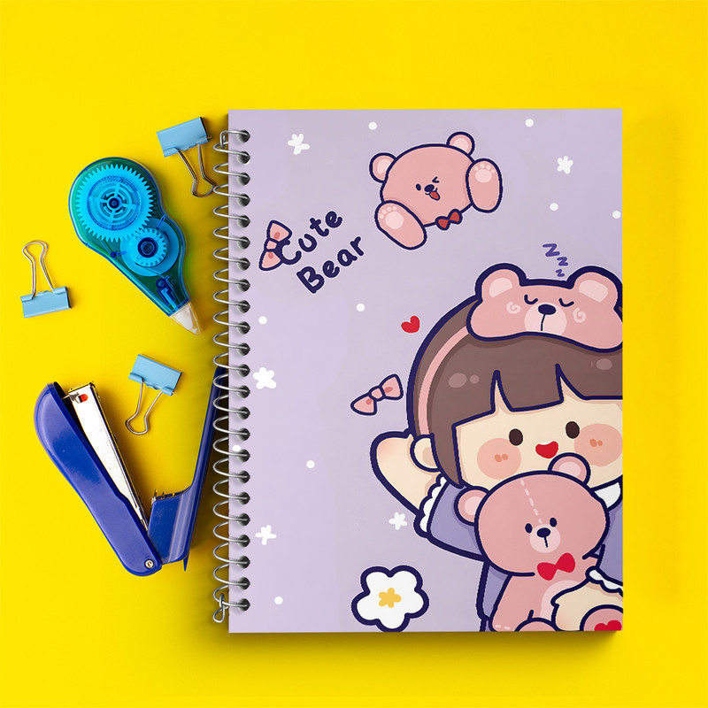 دفتر زبان 50 برگ خندالو مدل دو خط طرح دخترانه کیوت کد N3949