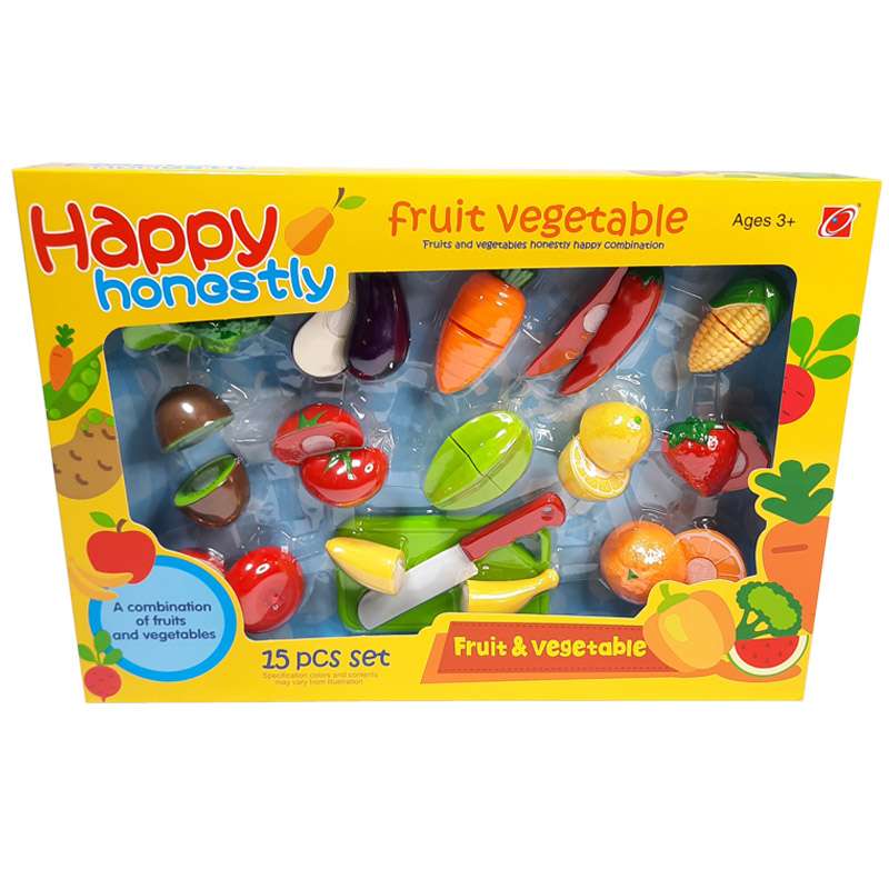 ست اسباب بازی آشپزخانه مدل برش میوه و سبزیجات کد 13 مجموعه 15 عددی 