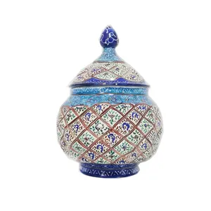 قندان مسی میناکاری گوهرچین کد 3480