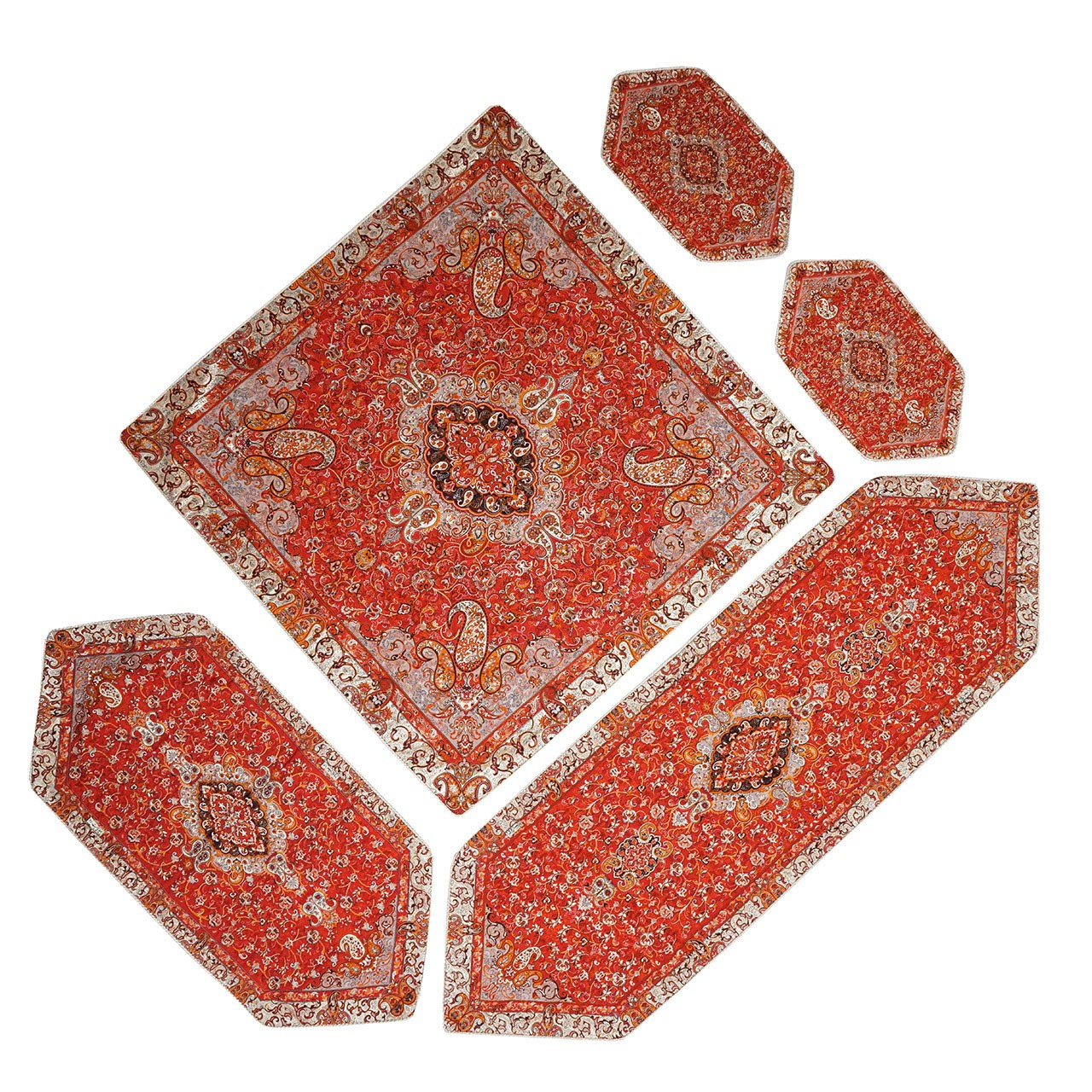 ست 5 تکه رومیزی ترمه یزد طرح چهل ستون