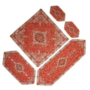 ست 5 تکه رومیزی ترمه یزد طرح چهل ستون