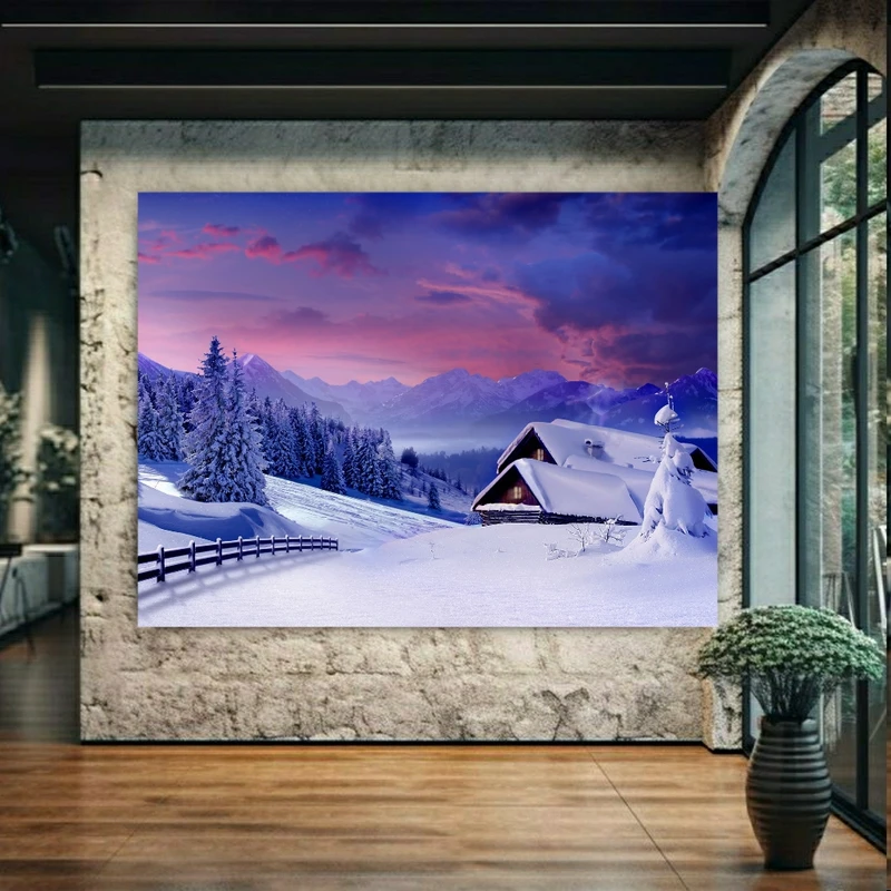 تابلو بوم طرح طبیعت مدل کوهستان برفی کد FP2039