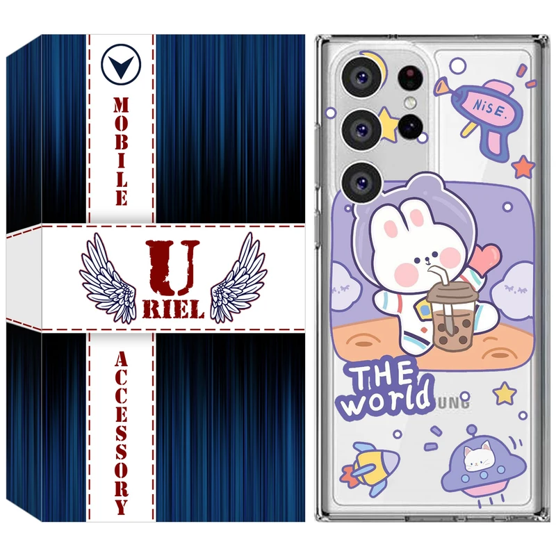 کاور یوریل مدل Clear کد 8 طرح خرگوش فضانورد مناسب برای گوشی موبایل سامسونگ Galaxy S23 Ultra