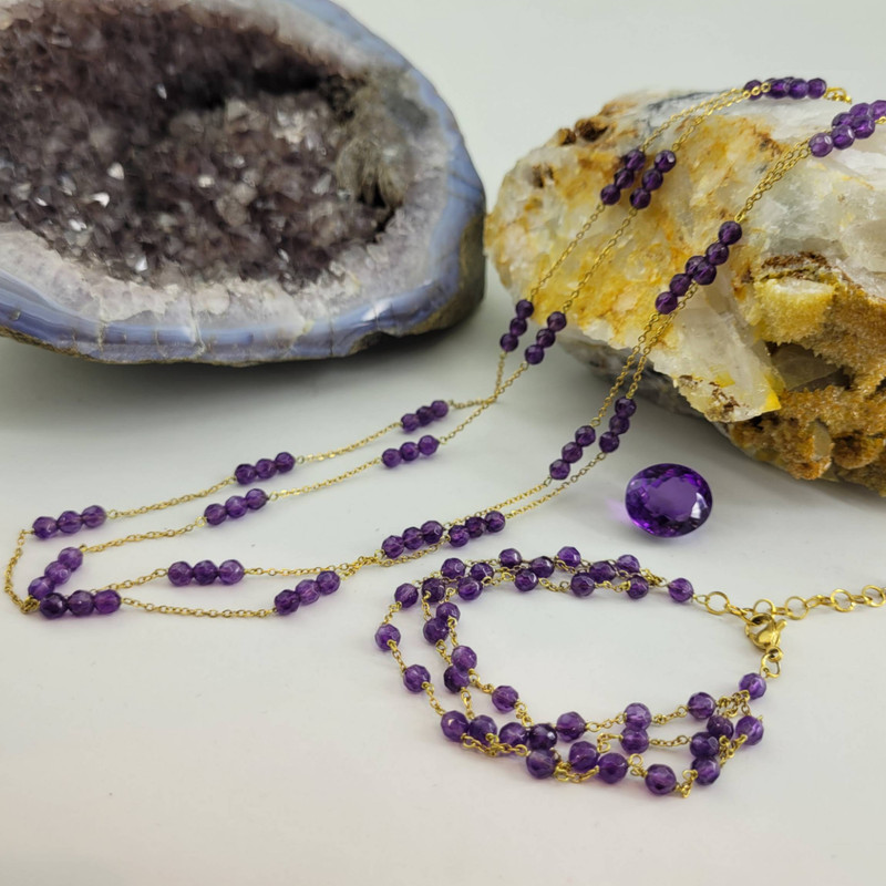 نیم ست زنانه مدل سنگ آمیتیست تراش کد 1709