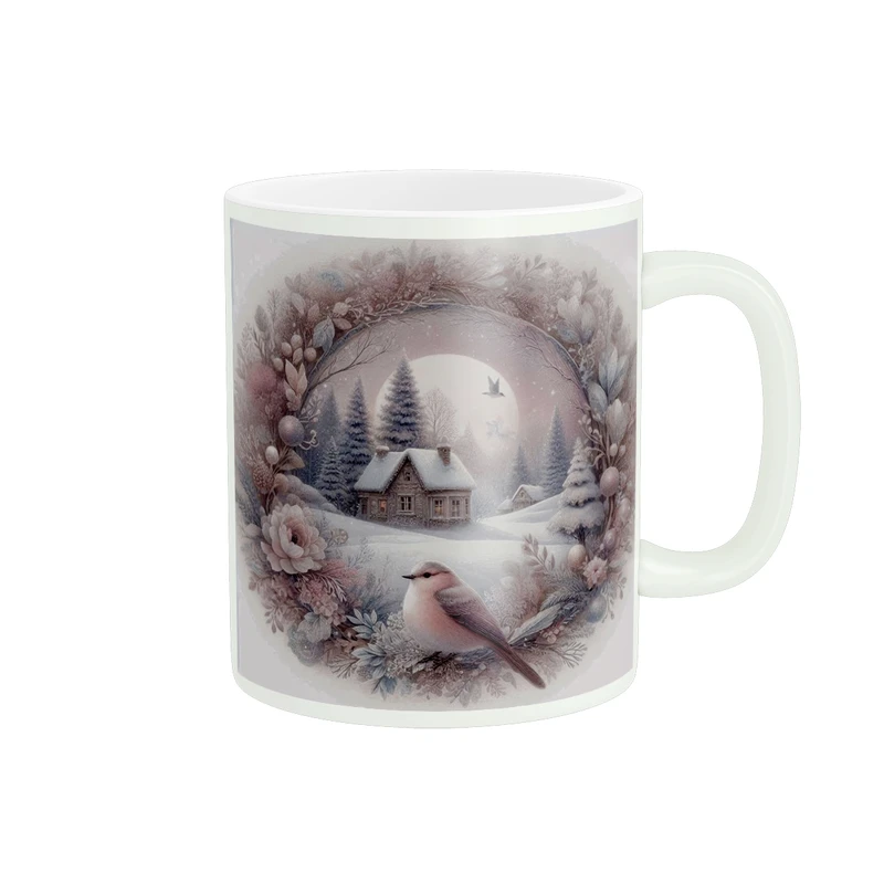 ماگ طرح نقاشی منظره زمستانی کد 1335