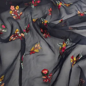   پارچه لباس مدل حریر ارگانزا گلدوزی شده کد 08