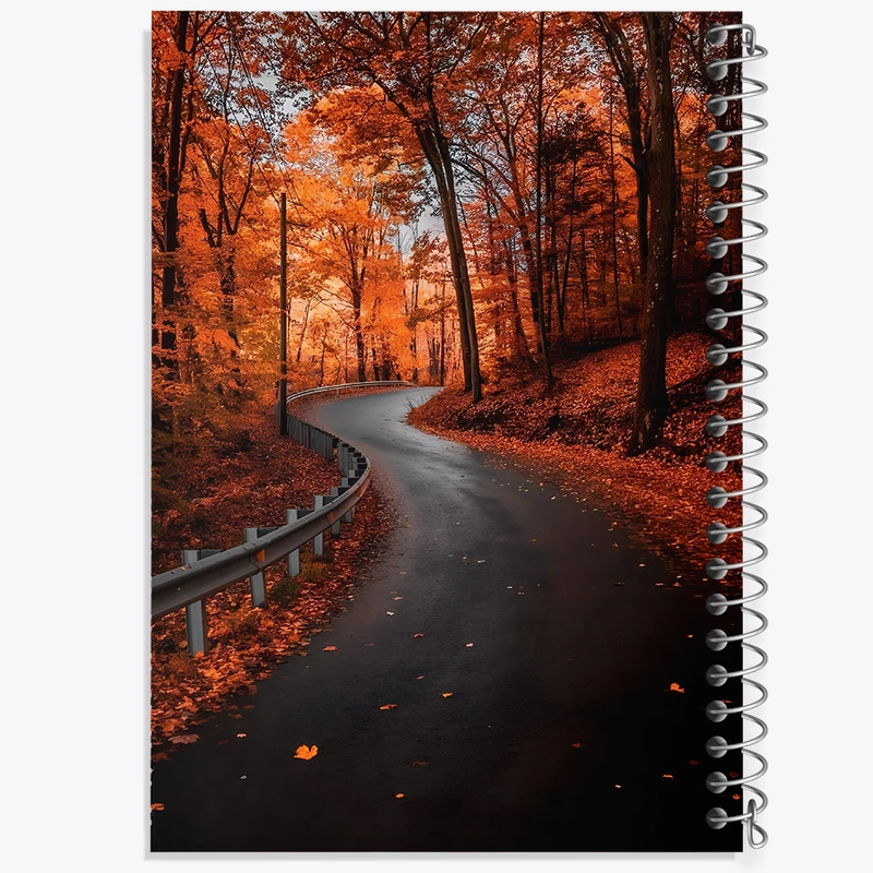 دفتر مشق 50 برگ خندالو طرح جاده ی پاییزی کد F5259