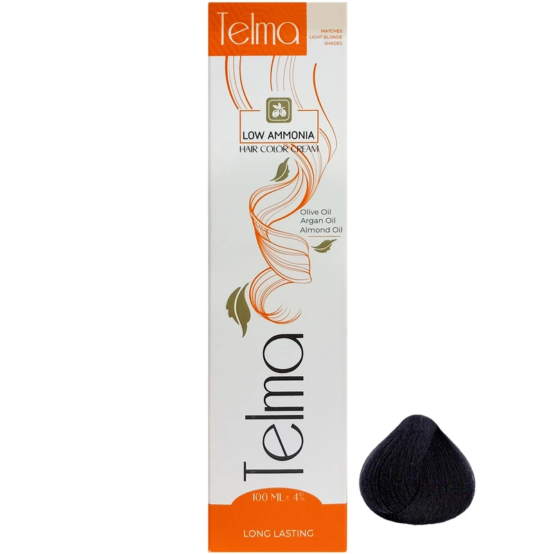 رنگ مو تلما مدل Low Ammonia شماره 1.1 حجم 100 میلی لیتر رنگ مشکی پر کلاغی