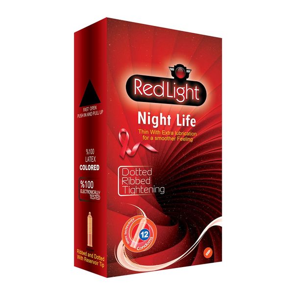 کاندوم ردلایت مدل Night Life بسته 12 عددی