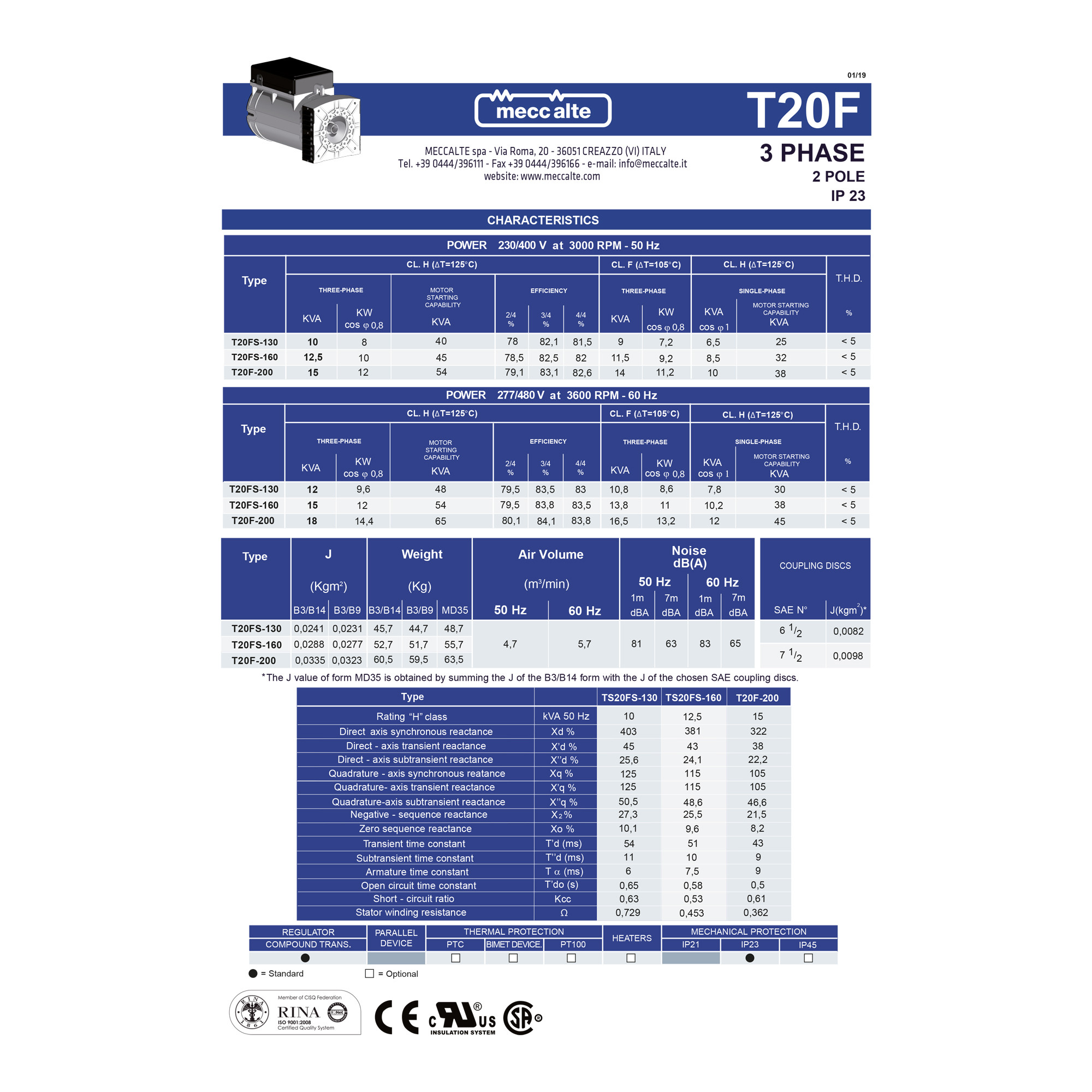 ژنراتور مکالته ایتالیا مدل T20FS-130/A ژنراتور مکالته ایتالیا مدل T20FS-130/A