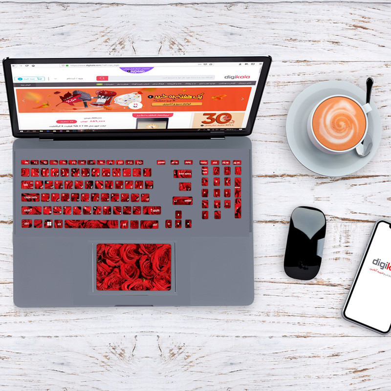  استیکر لپ تاپ مدل ferito 132 به همراه برچسب حروف فارسی کیبورد