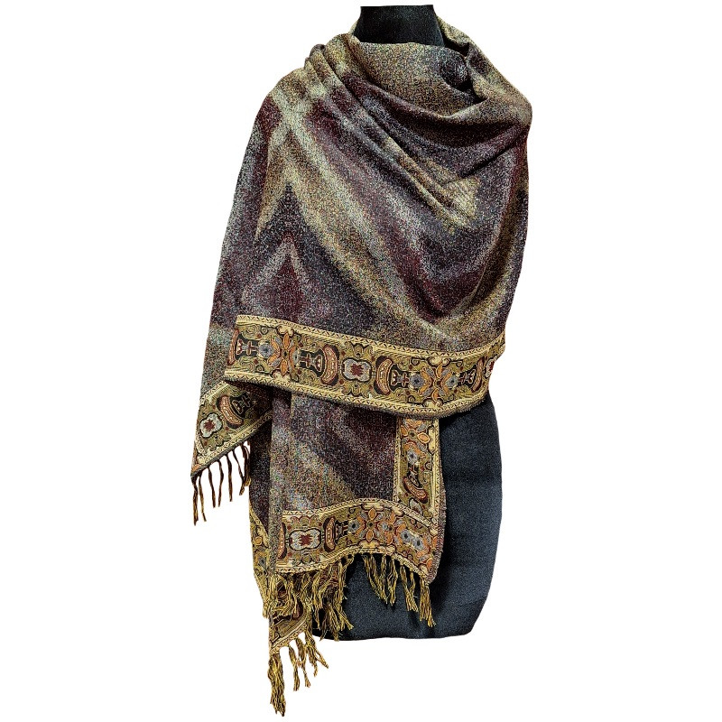 شال زنانه مدل حاشیه دار کف ساده کد KESHM1