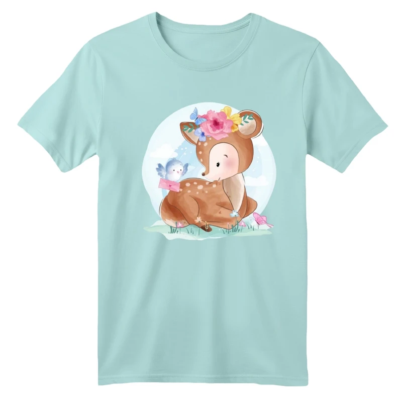 تی شرت آستین کوتاه بچگانه مدل آهو بامزه کد 3