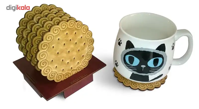 زیرلیوانی ژیوار طرح بیسکوییت گرد بسته 6 عددی