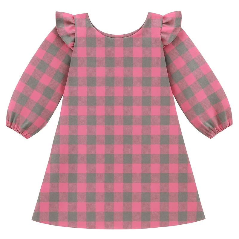 پیراهن آستین بلند یقه گرد دخترانه مدل فون کشمیر