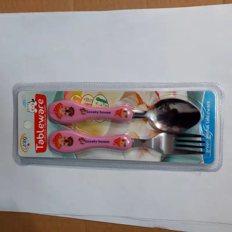 ست قاشق و چنگال کودک  طرح خانه قارچی