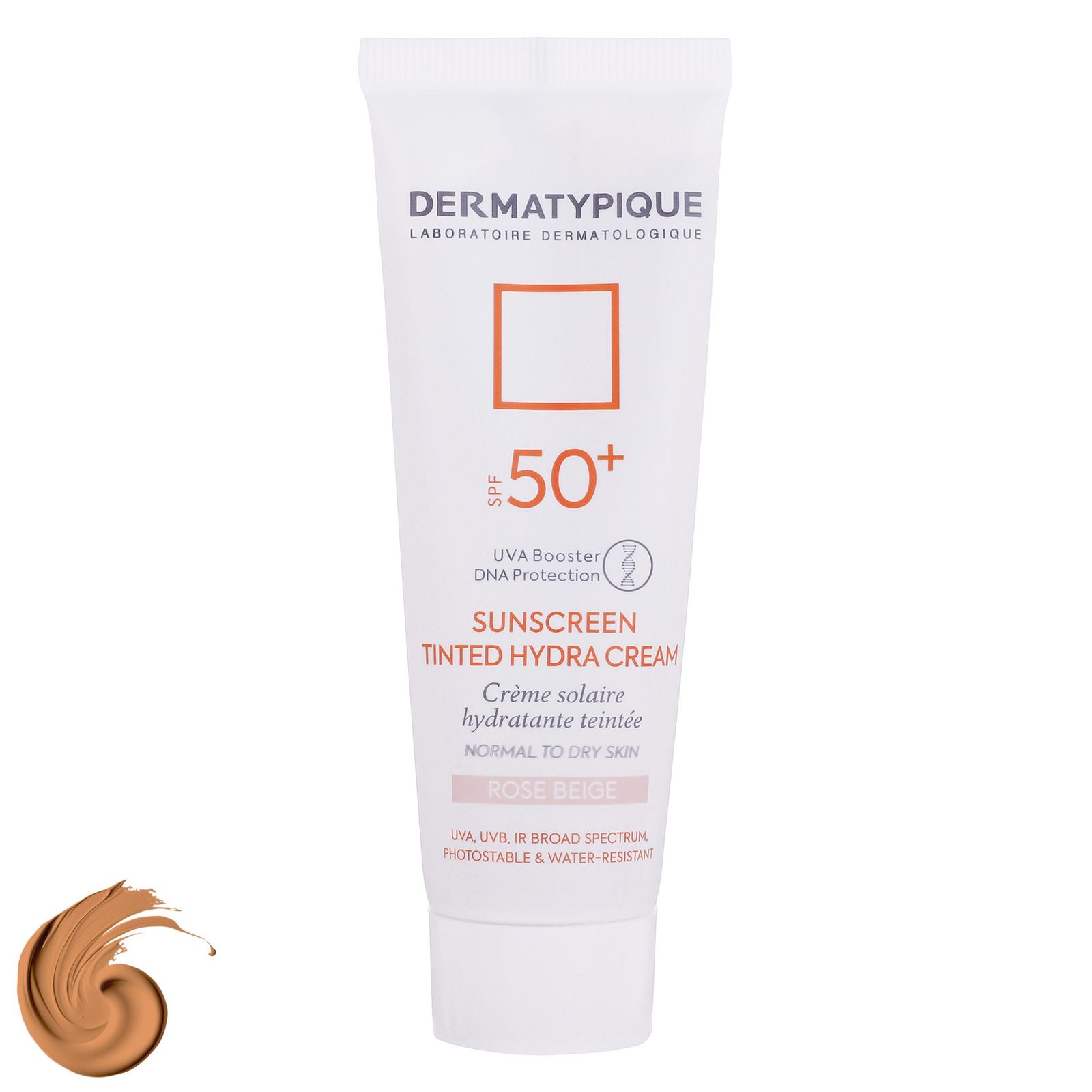 کرم ضد آفتاب رنگی درماتیپیک، 50 SPF، مدل هیدرا، مناسب پوست نرمال تا خشک تنالیته رنگ روشن و حجم 50 میلیلیتر، محافظت کننده در برابر اشعه UVA، UVB، IR، ضد آب، ضد خطوط ریز و پیری پوست، مرطوب کننده، التیامبخش، با ماندگاری 2 ساعته - - 1