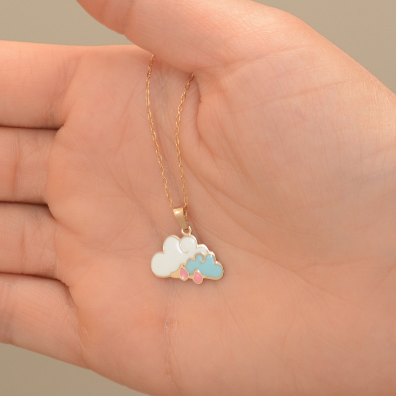 آویز گردنبند طلا 18 عیار دخترانه طلای مستجابی مدل ابر کد 07