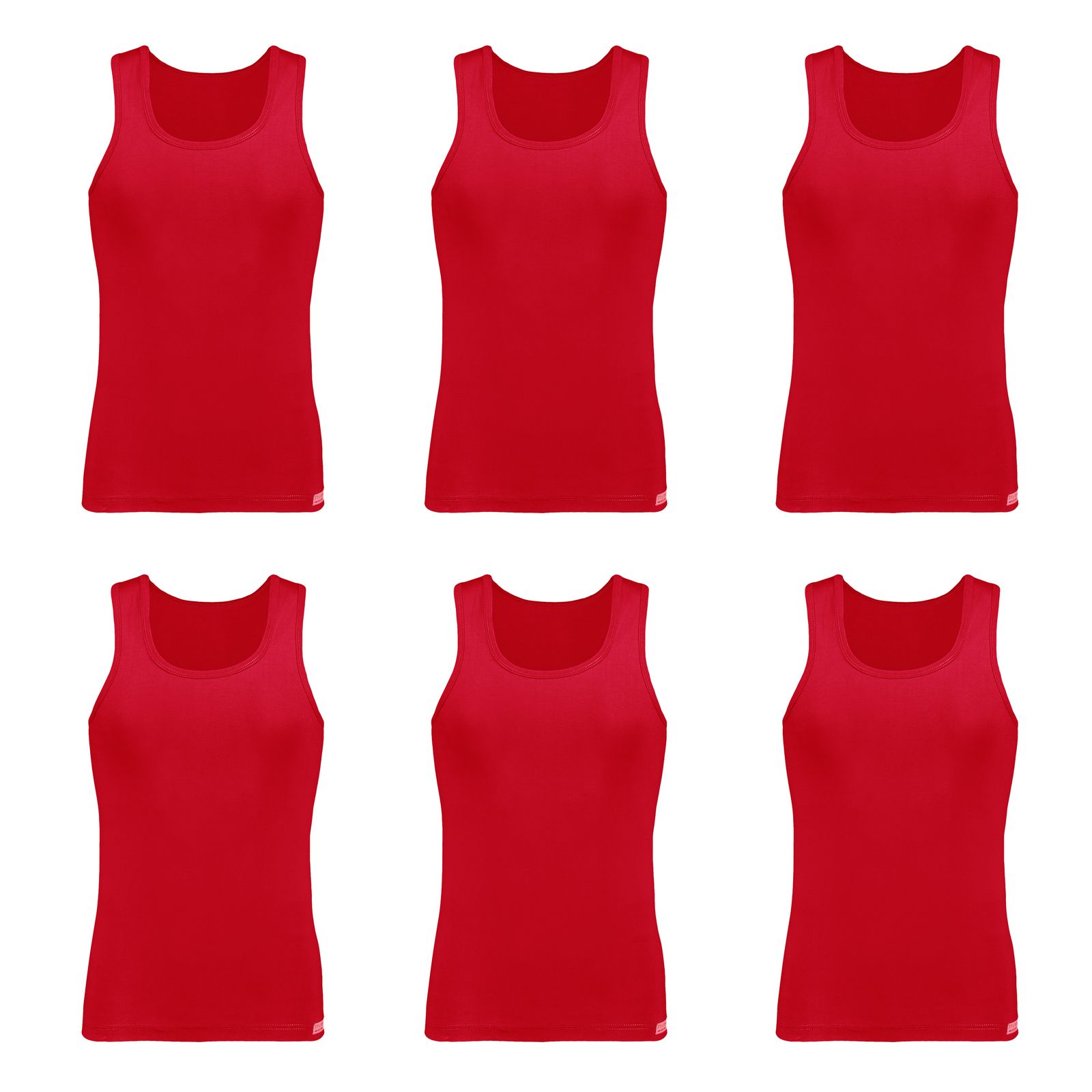 زیرپوش رکابی مردانه برهان تن پوش مدل 2-01 رنگ قرمز بسته 6 عددی
