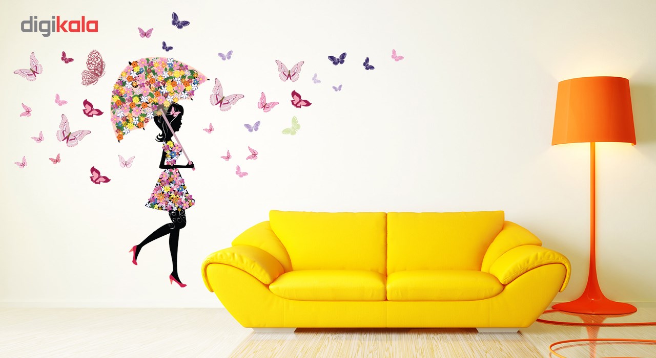 استیکر دیواری ژیوار طرح دختر پروانه ها