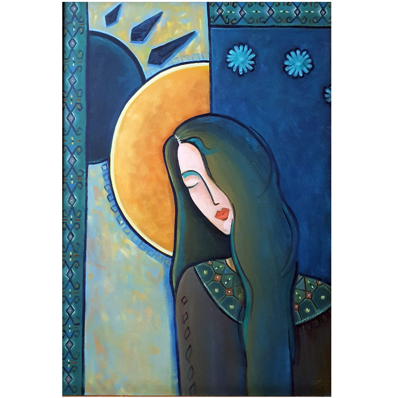 تابلو نقاشی رنگ روغن طرح خورشید کد 29