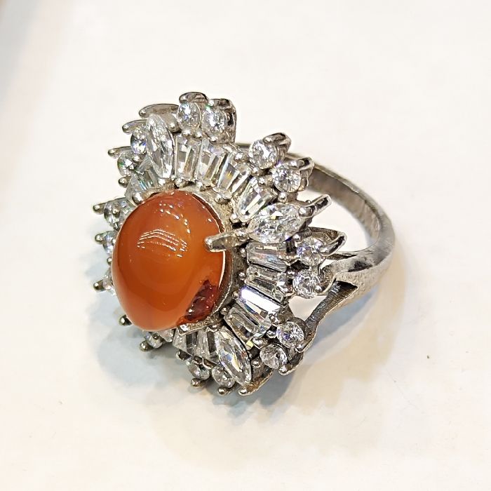 انگشتر نقره زنانه مدل سنگ عقیق یمانی کد 4100 -  - 5